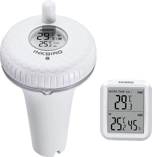 INKBIRD IBS-P01R Kabelloses digitales Pool-Thermometer, IPX7 wasserdichtes schwimmendes Thermometer in Weiß für Schwimmbad, Babybäder, Aquarien und Fischteiche - Bild 1