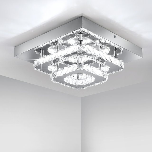 Oyajia LED-Kristall-Deckenleuchte in Weiß mit kühlem weißem Licht, 36 W, Durchmesser: 30 cm - Bild 1
