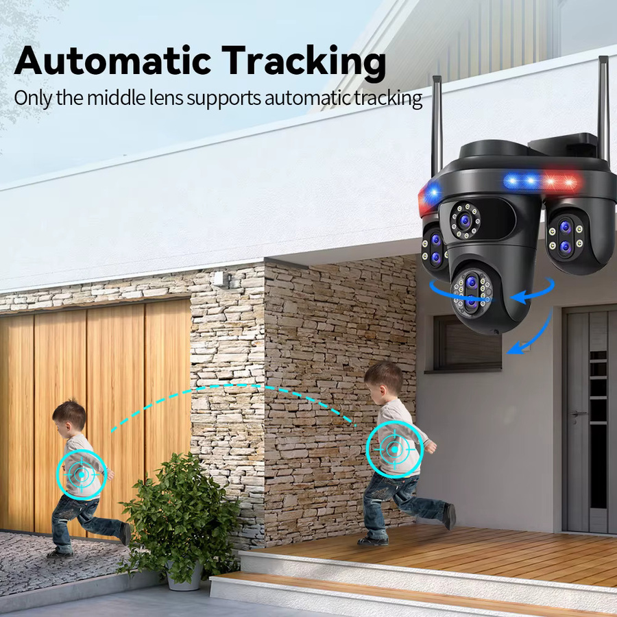 DiFang WLAN-IP-Kamera mit 35MP, 10-fach optischem Zoom, 7 Linsen und 4 Bildschirmen, PTZ Außenüberwachungskamera mit Auto-Tracking und Nachtsicht in Schwarz - Bild 5