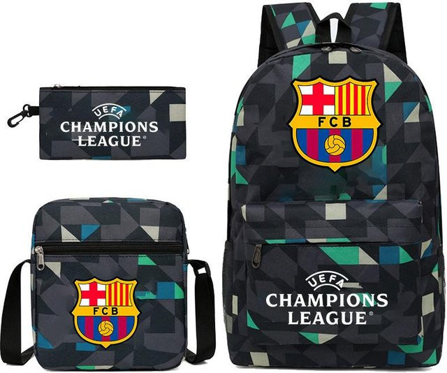 3-teiliges Schulrucksack-Set für Schüler aus Oxford-Stoff in Multicolour mit Schultasche und Federmäppchen - Bild 1