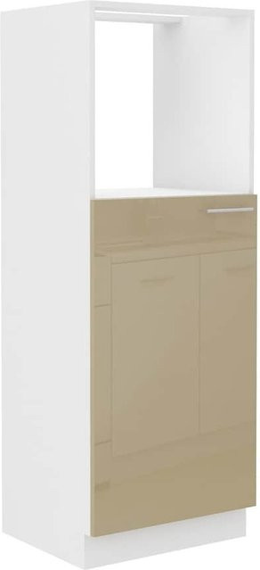 Küchen Midi Hochschrank Lara in Cappuccino Beige Hochglanz mit offenem Fach und Einlegeböden Breite: 60 cm - Bild 1