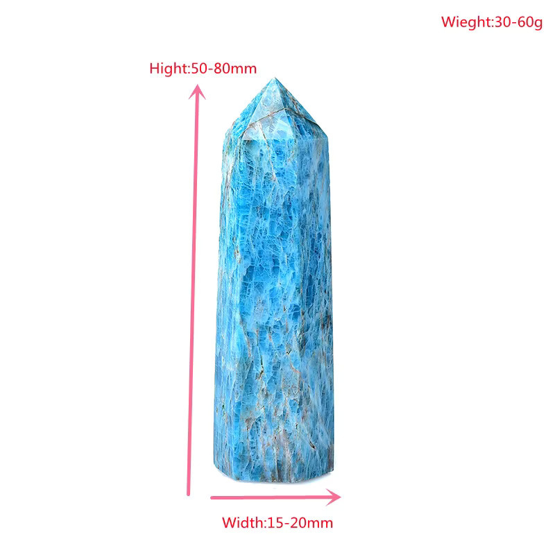 RYCRYSTAL Blauer Apatit Kristall Obelisk als Heilstein und Dekoration - Bild 2