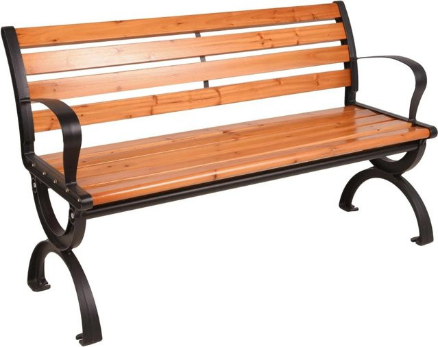 DELUKE Parkbank MAGNE Gartenbank aus Holz und Aluminium in Braun, Breite: 120 cm - Bild 1