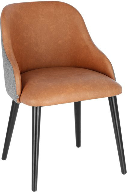 VEGA Polsterstuhl Almonda Mix in Cognac mit schwarzem Gestell aus Kunstleder und Stoff, B/T/H: 54 x 64 x 77,5 cm - Bild 1