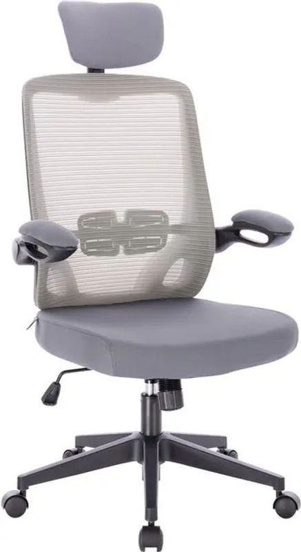 Ergonomischer Schreibtischstuhl Svita in Grau mit verstellbaren Rollen und Mesh-Polsterung - Bild 1