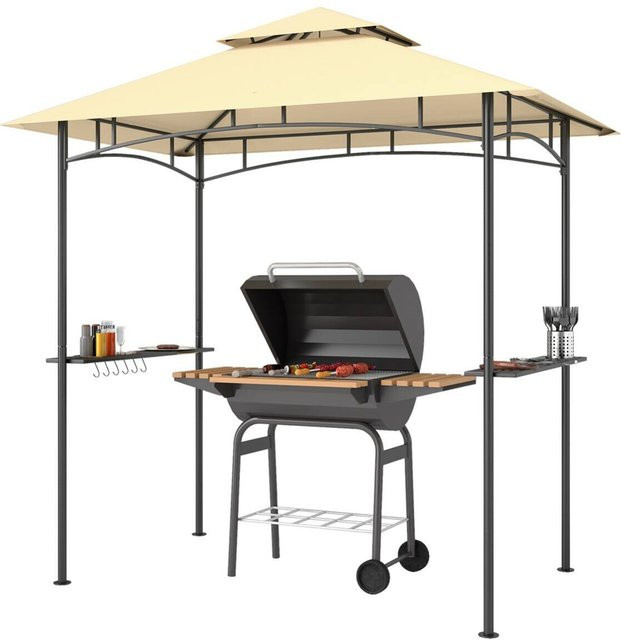 Outsunny Grillpavillon aus Metall und Polyester in Beige, B/H/L: 150 x 258 x 240 cm - Bild 1