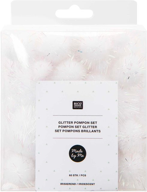 Rico Design Glitter Pompons Irisierend Multicolour 63 Stück - Bild 1