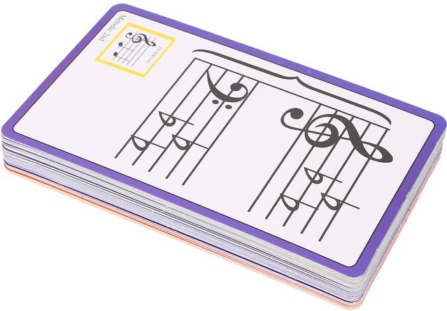 50 Stück Musik-Karteikarten von CosyHome, doppelseitig und farbcodiert, Klaviernoten-Lernkarten in Grau und Mehrfarbig - Bild 1