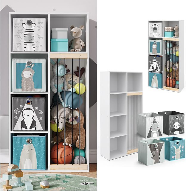 Vicco Kinderregal Marvin Aufbewahrungsbox für Kuscheltiere und Bücher in Weiß - Bild 1