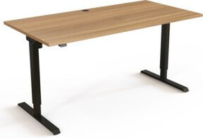 STIER Elektrisch höhenverstellbarer Schreibtisch 501-20 in Nussbaum und Schwarz, B: 160 cm, T: 80 cm - Bild 1