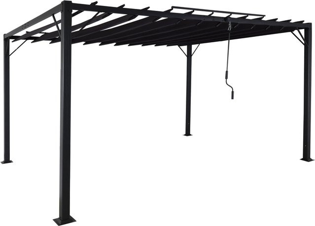 BERLINLODGE Lamellen-Pavillon Pergola als Terrassenüberdachung in Anthrazit mit Aluminium-Gestell, H: 213 cm, B: 400 cm, T: 300 cm - Bild 1