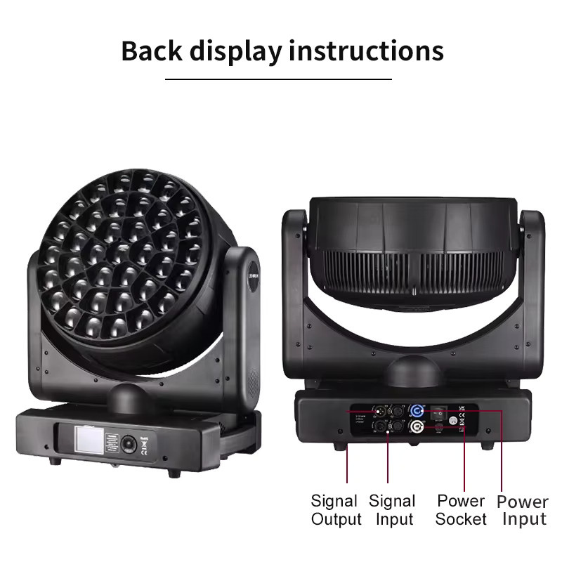 LED Moving Head Bee Eyes DMX mit 37x40W RGBW 4in1 Farbsteuerung, Zoom, Spot und Wash Effekt in Schwarz - Bild 4