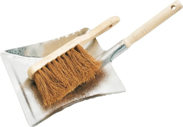 Kokoshandfeger aus Kokosfasern und Holz in Braun mit Blechkomponente - Bild 1