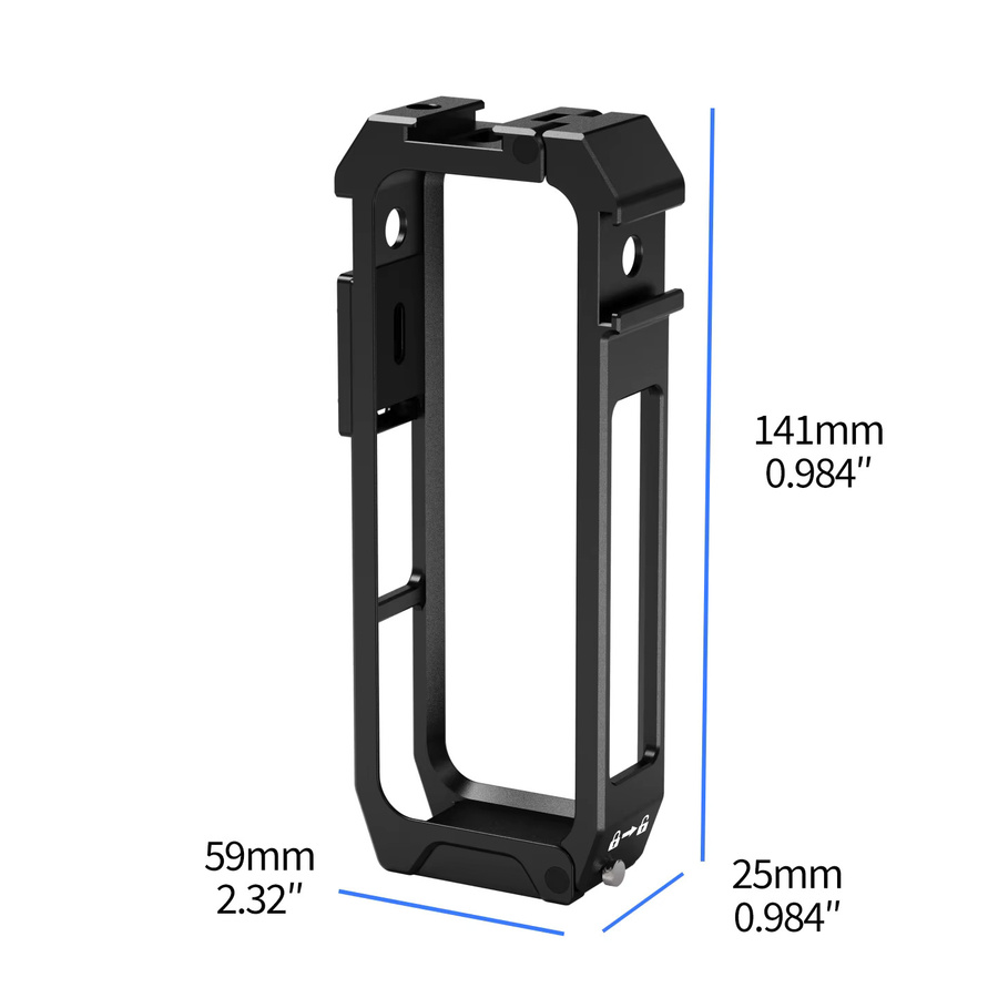 Insta360 X5 Kamerakäfig in Schwarz mit magnetischem Schnellverschluss, Aluminiumgehäuse und Zubehörhalterungen für Mikrofon und Licht - Bild 6