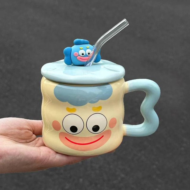Yiran toy 1 Keramiktasse mit Deckel und Löffel, Mehrfarbig, 500 ml - Bild 1