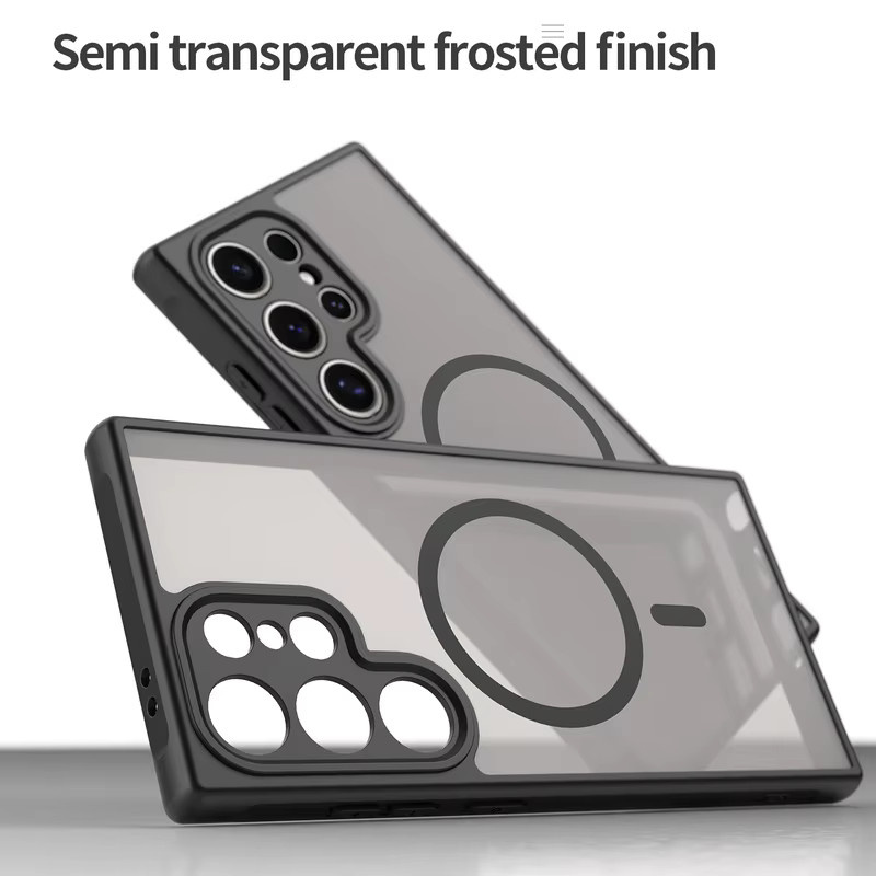 Magnetische transparente Handyhülle für Samsung Galaxy S25 S24 S23 S22 Ultra Plus und S24 FE mit MagSafe Wireless Charging Matte Cover in Schwarz und Transparent - Bild 4