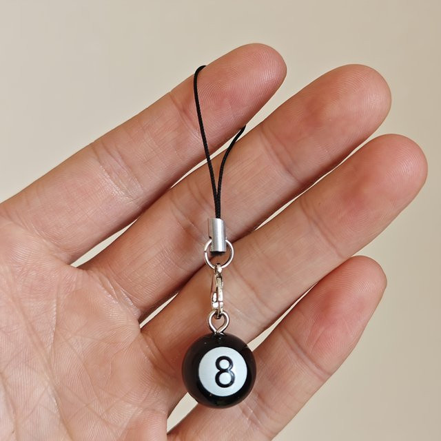 Billard 8-Ball Handy-Schlüsselband in Schwarz als universelles Zubehör für Smartphone und Kamera - Bild 1