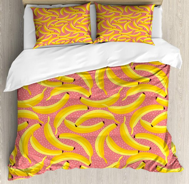 Scuple Bettwäsche-Set mit Bananen-Print in Gelb, Microfaser-Bettwäsche für Kinder, B/H: 172 x 218 cm - Bild 1