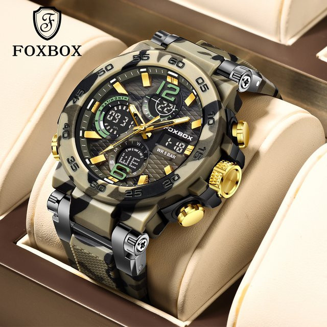 FOXBOX Digitaluhr, Quarz, Schwarz, Kautschuk, Herren - Bild 1
