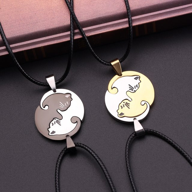 TAKARA TOMY Paar-Halskette mit Anhänger, Edelstahl, Bicolor, Unisex - Bild 1