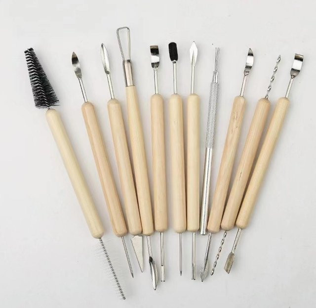 11-teiliges Keramik-Modellierungswerkzeug-Set mit Holzgriffen in Mehrfarbig für Ton und Polymer-Ton - Bild 1