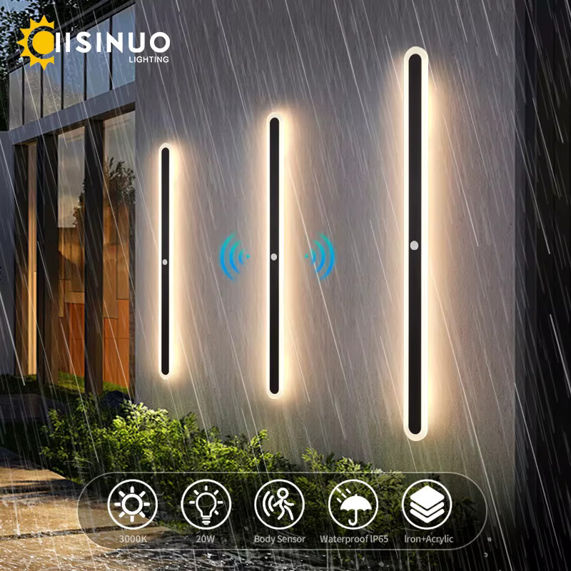IISINUO LED Außenwandleuchte mit Bewegungssensor in Schwarz, IP65 wasserdichte Gartenlampe für Up-Down-Beleuchtung - Bild 3