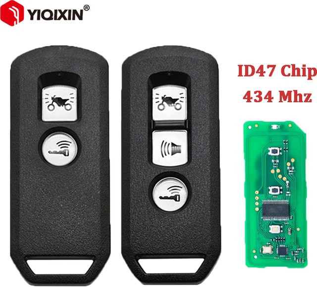 YIQIXIN Motorrad Fernbedienung Schlüssel mit 433 MHz ID47 Chip für Honda K01 K77 K96 K97 K35V3 ADV SH 150 Forza 300 PCX150, Schwarz - Bild 1