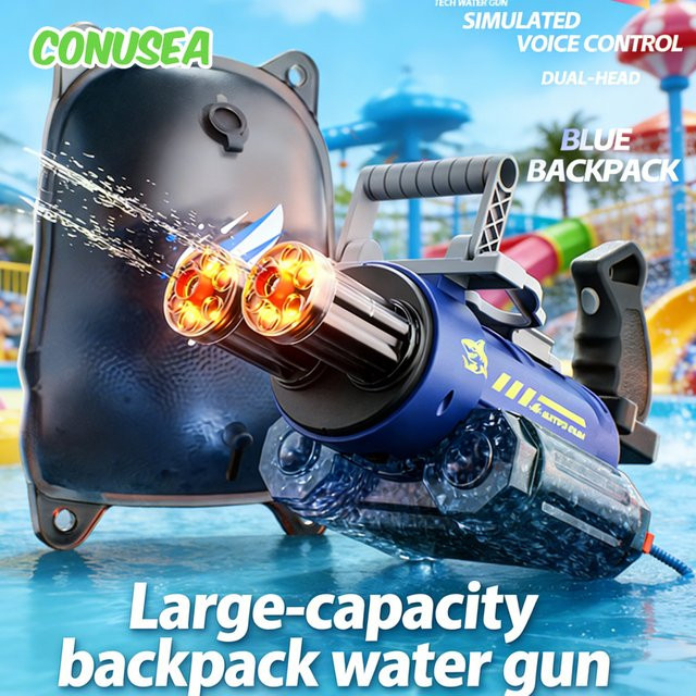 CONUSEA Sprachgesteuerte Wasserpistole, Automatische Elektrische Pistole, Blau - Bild 1