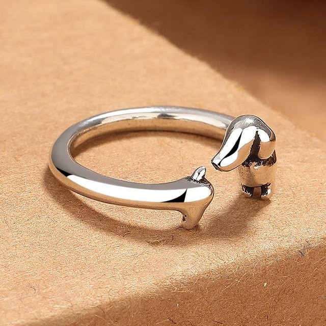 Ring Dackel Hund, Silber, Kupfer, Vintage, Damen - Bild 1