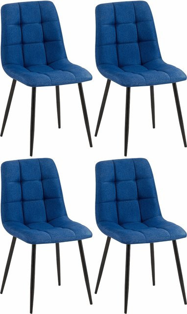 CLP 4er Set Esszimmerstühle Tilde, moderne Polsterstühle mit gestepptem Stoffbezug und Metallgestell, bis 150 kg belastbar - Bild 1