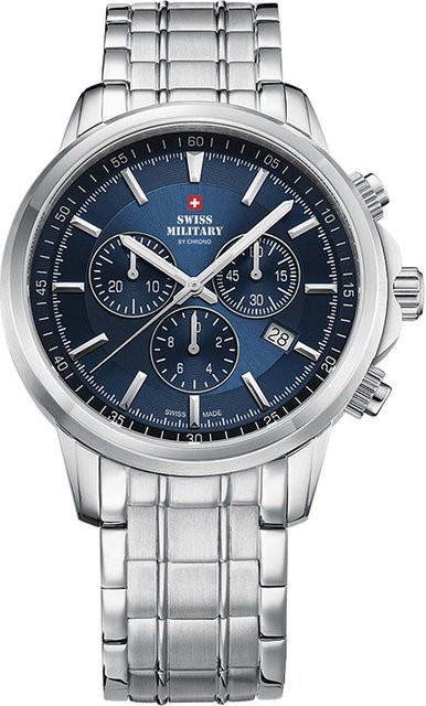 Swiss Military Chronograph, Quarz, Edelstahl, Blau, Saphirglas, 42 mm, Herren - Bild 1