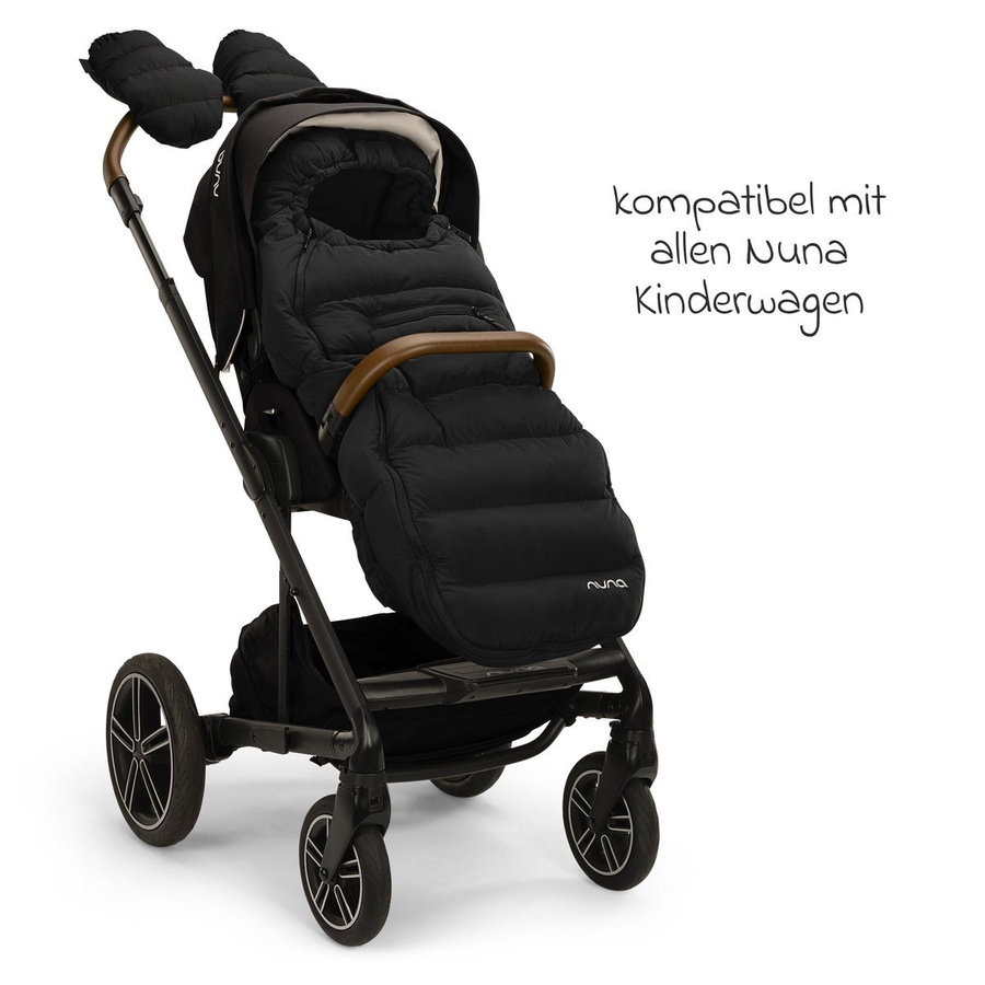 Nuna 2-tlg. Winter-Kinderwagen-Set aus Wolle mit Fußsack und Handschuhen in Schwarz - Bild 4