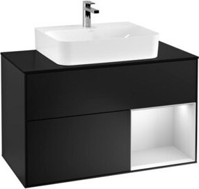 V&B Waschtischunterschrank Finion 100 in Blau mit schwarzem Lack, B/T/H: 100 x 50,1 x 50,1 cm - Bild 1