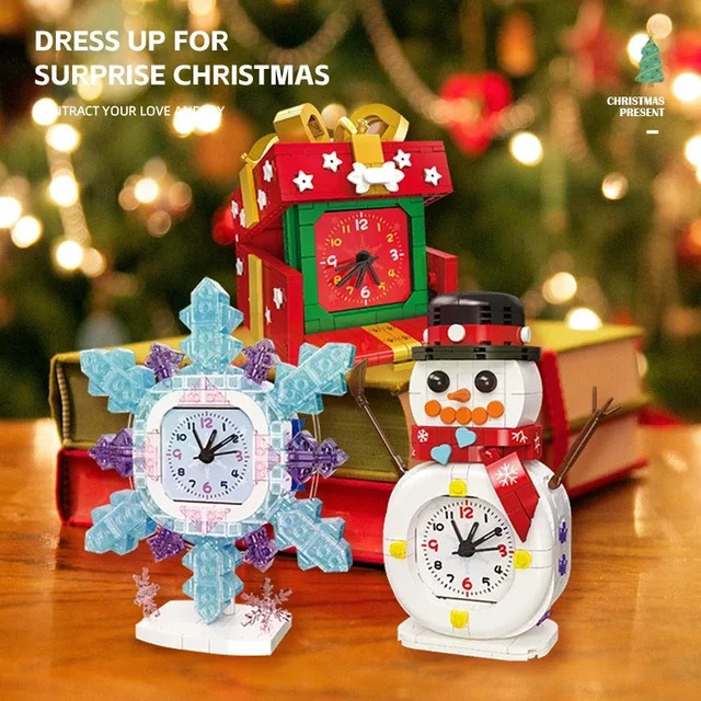 AMAZINGBLOKS Schneemann und Schneeflocke DIY Bausteine Desktop-Ornamente als festliche Weihnachtsdekoration in Multicolor - Bild 1