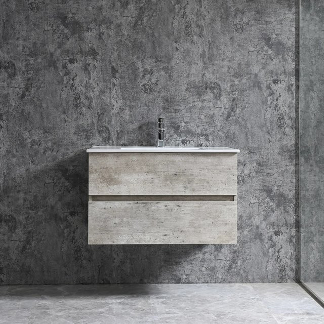 Sanotechnik Einzelwaschtisch Corbo in Grau mit Softclose und Schubladen, Wandmontage, Breite: 80 cm - Bild 1