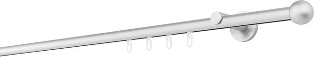 Ondeco Gardinenstange auf Maß Alu-Silber, 1-lauf mit Wandträger 6,5 cm und Gleiter, Innenlauf 20 mm, Breite: 360 cm - Bild 1