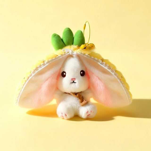 2-in-1 Frucht-Kaninchen-Plüschtier, Durian & Ananas Erdbeer-Hase, Stofftier, Plüsch / Textil, Bunt / Mehrfarbig - Bild 1