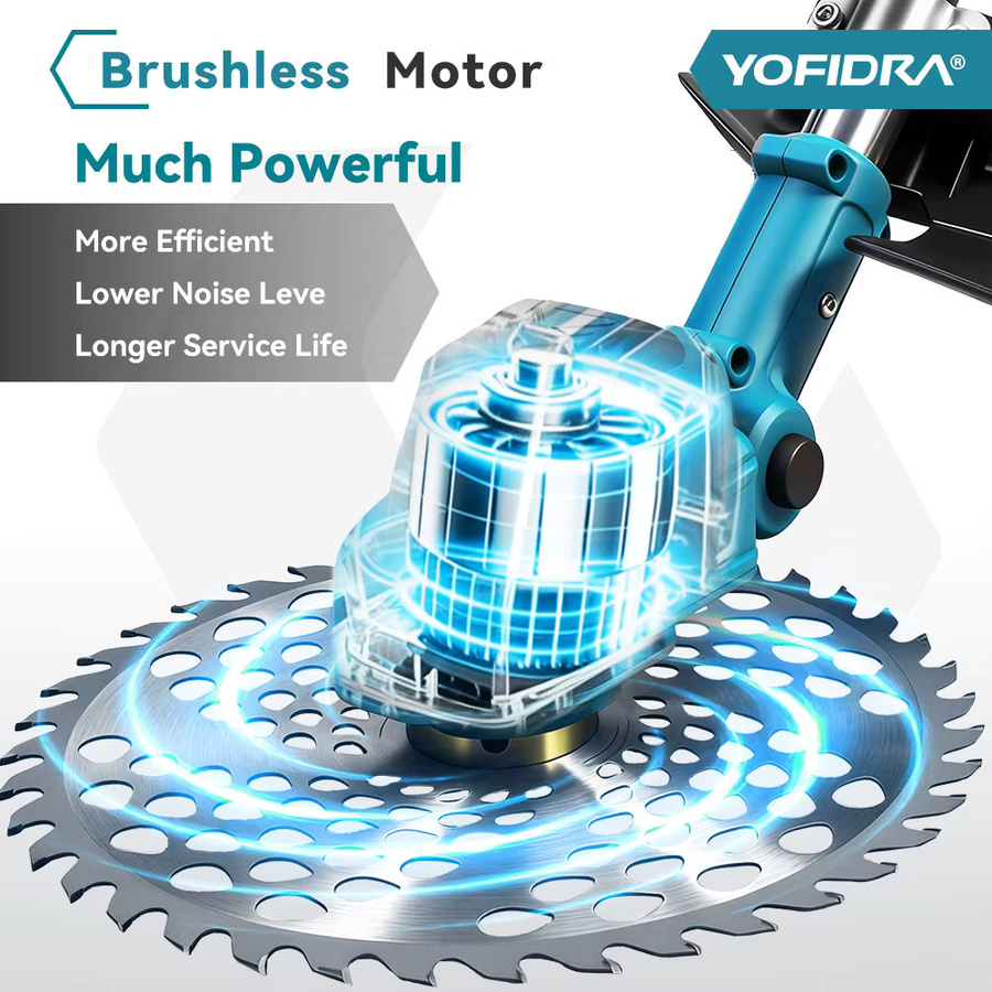 YOFIDRA Bürstenloser 9-Zoll Elektro-Rasenmäher mit 60000 U/min als kabelloser Rasentrimmer für Makita 21V Akku - Bild 3