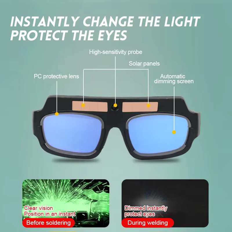 Automatisch dimmbare Schweißbrille mit Solarfunktion in Schwarz - Bild 3