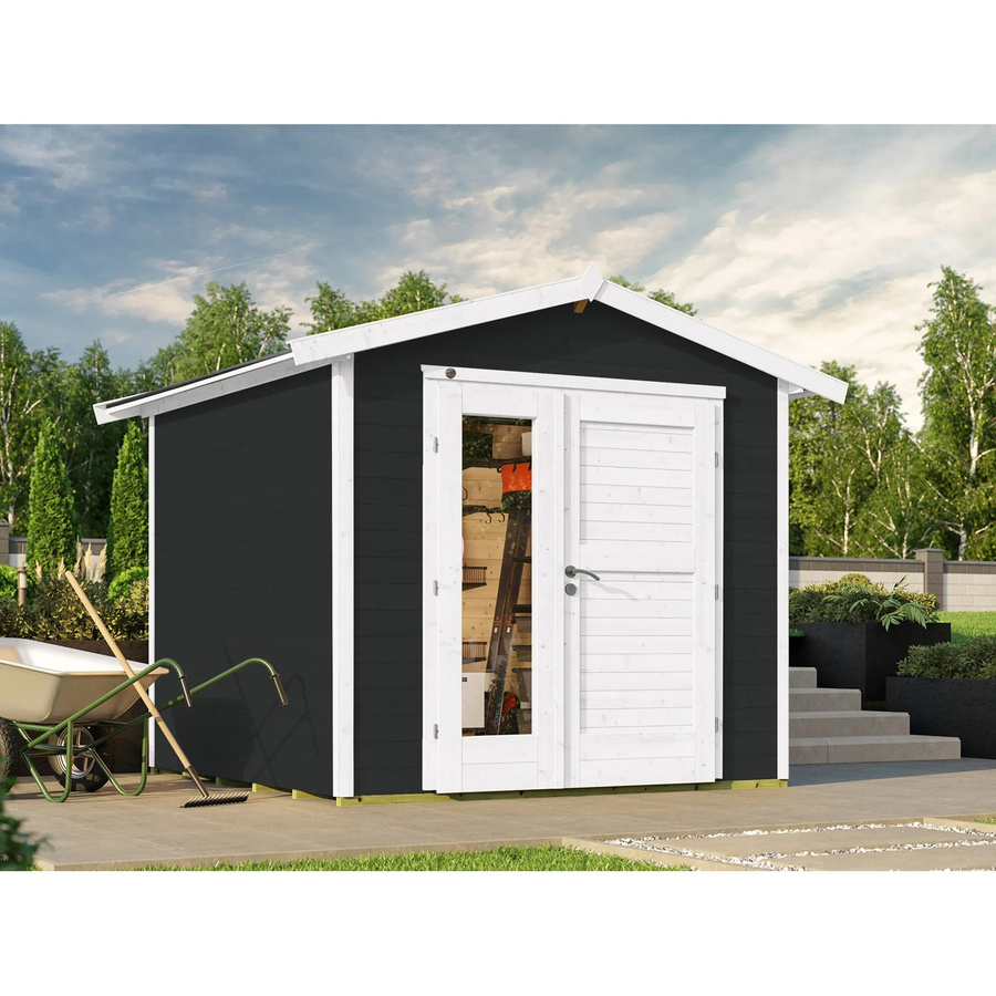 WEKA Holz-Gartenhaus 224 A mit Satteldach in Anthrazit und modernem Design-Doppeltür, B/T: 280 x 263 cm - Bild 2