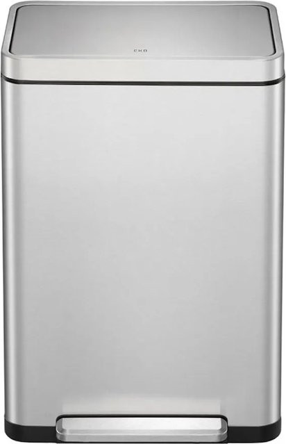 PROREGAL Treteimer Silber mit extra breitem Pedal und gedämpftem Stay Open Deckel H x B x T: 65,2 x 43,3 x 33,4 cm - Bild 1
