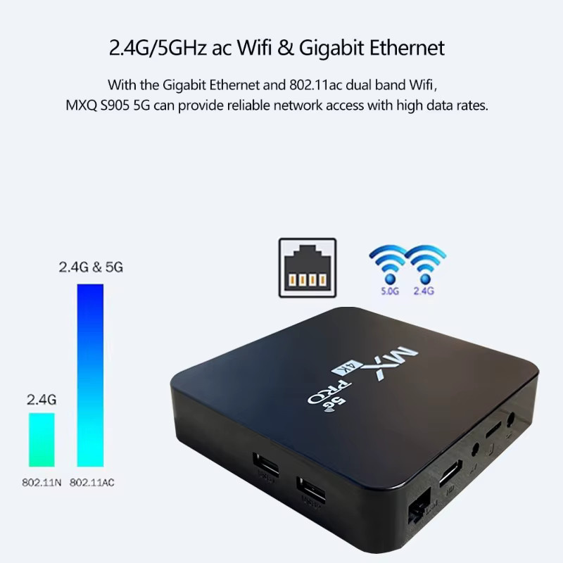 CLIBABIQBOX MX-PRO TV-Box mit Android 11, 8GB RAM, 128GB Speicher, 4K UHD, Dual-WLAN 4G/5G und Quad-Core Prozessor in Schwarz - Bild 4