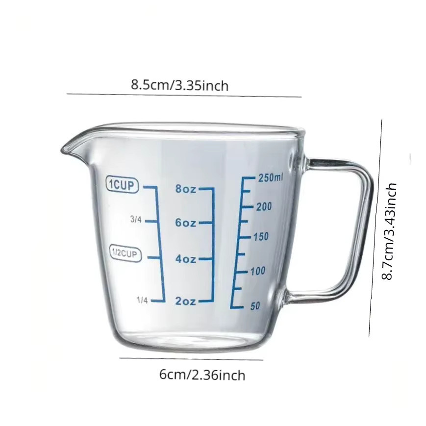Hitzebeständiger Messbecher aus Borosilikatglas mit Skala, transparent, 250 ml - Bild 2