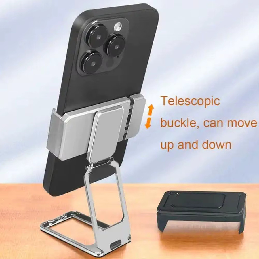 Faltbarer Metall-Telefonringhalter mit 360-Grad-Drehung und Rückenclip in Pink - Bild 3