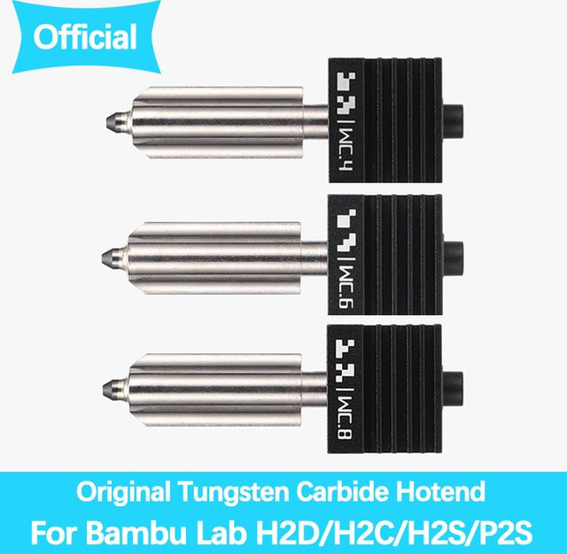 Bambu Lab Original X2D P2S Wolframkarbid-Hotend für H2D H2C H2S FDM Druckköpfe in Silber, Durchmesser 0,4 mm / 0,6 mm / 0,6 mm - Bild 1