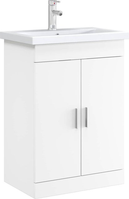 Badezimmer-Waschtischunterschrank Yiwydaa in Weiß Matt, B/T/H: 56 x 37,5 x 81 cm - Bild 1