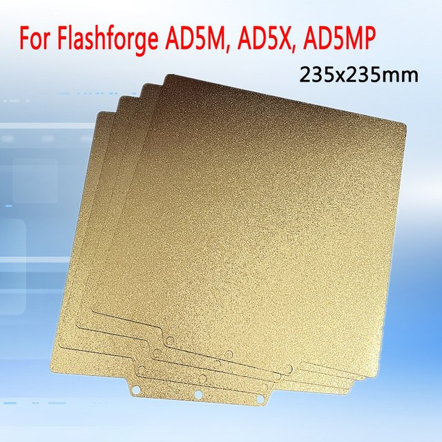 Flashforge Magnetisches PEI-Blatt für Adventurer 5M, 5M Pro und 5X, Flexibles beheiztes Druckbett in Gold - Bild 1