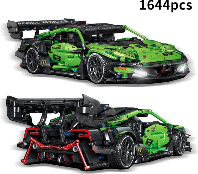 HUATEC Grünes Rennwagen-Modell, Bausteine, Roadster - Bild 1