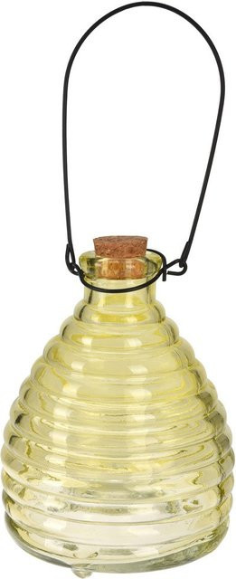 Wespenfalle aus Glas zum Aufhängen in Gelb mit geriffeltem Design, Durchmesser: 13 cm - Bild 1