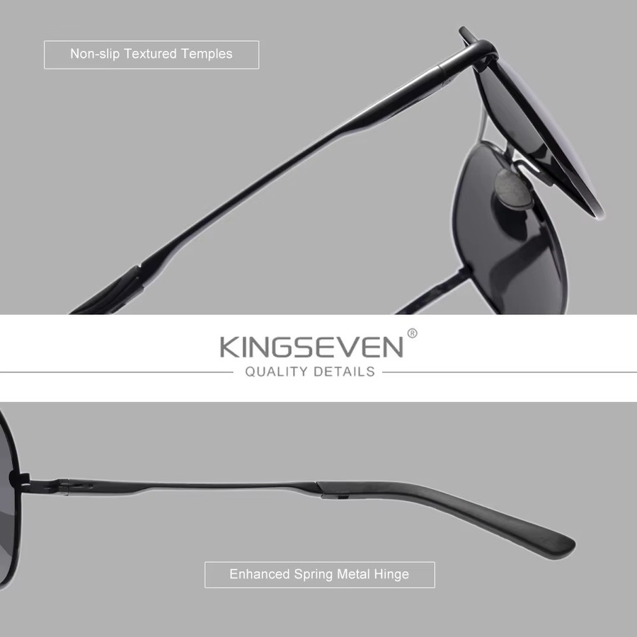 KINGSEVEN Sonnenbrille Aviator, Vollrand, Metall, Schwarz, Unisex - Bild 2